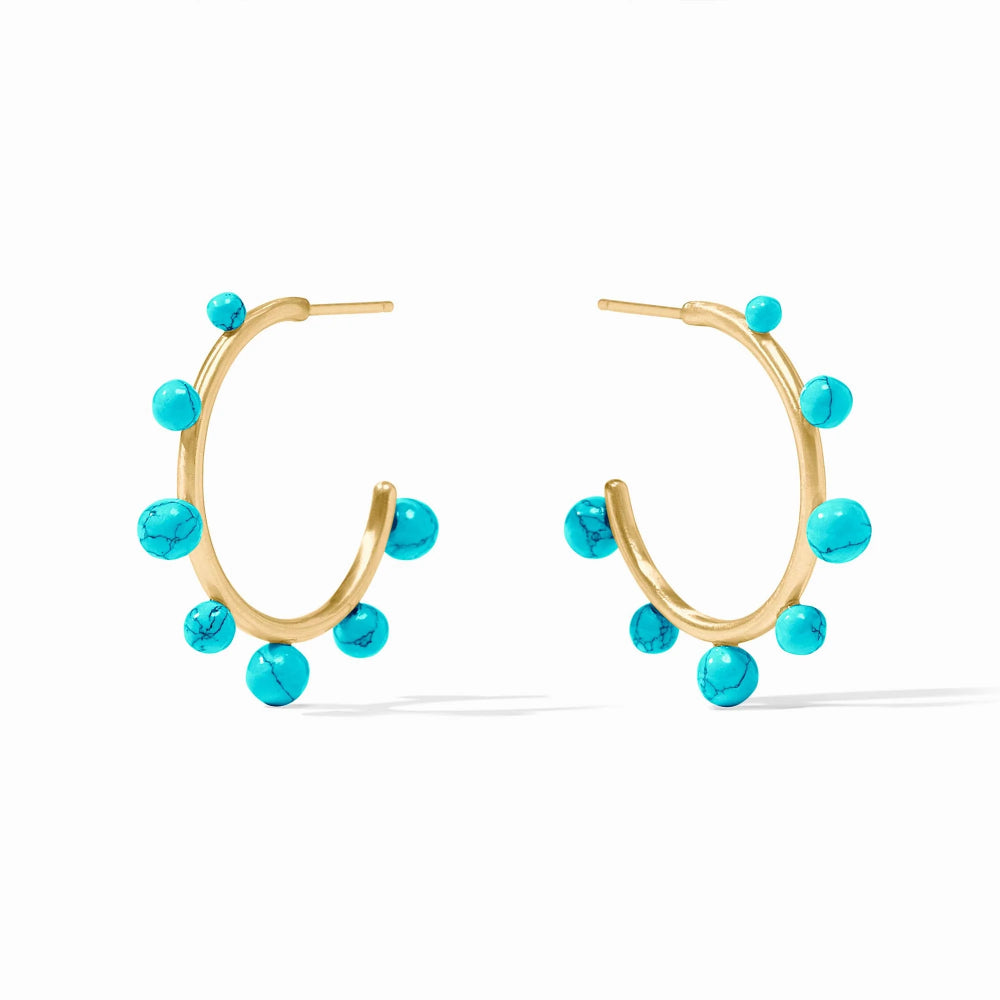 Julie Vos Dainty Hydra Stone Gold Hoop Earrings in Different Sizes