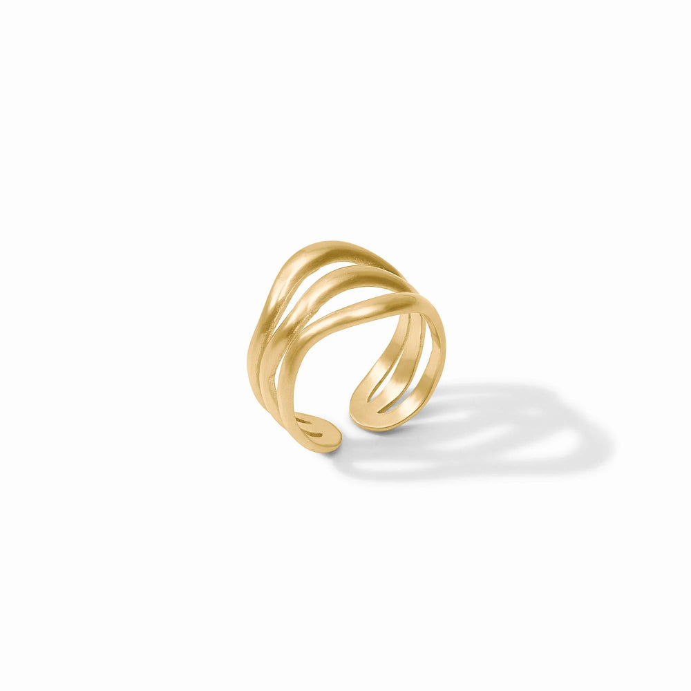Julie Vos Adjustable 24K Gold Plated Wave Fashion Ring