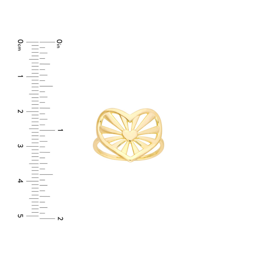 Charming 14k Yellow Gold Open Center Heart Ring for a Romantic Look