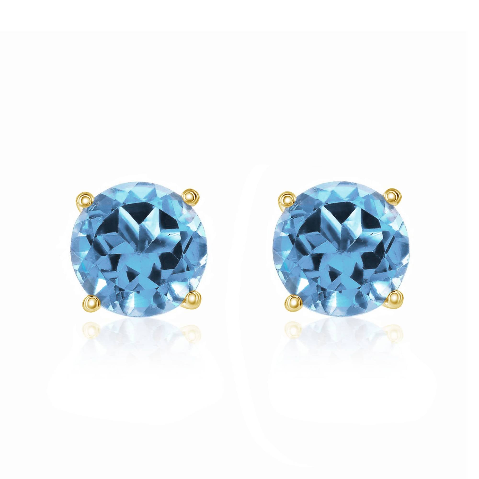 14k Gold Swiss Blue Topaz Stud Earrings by Smyth Jewelers