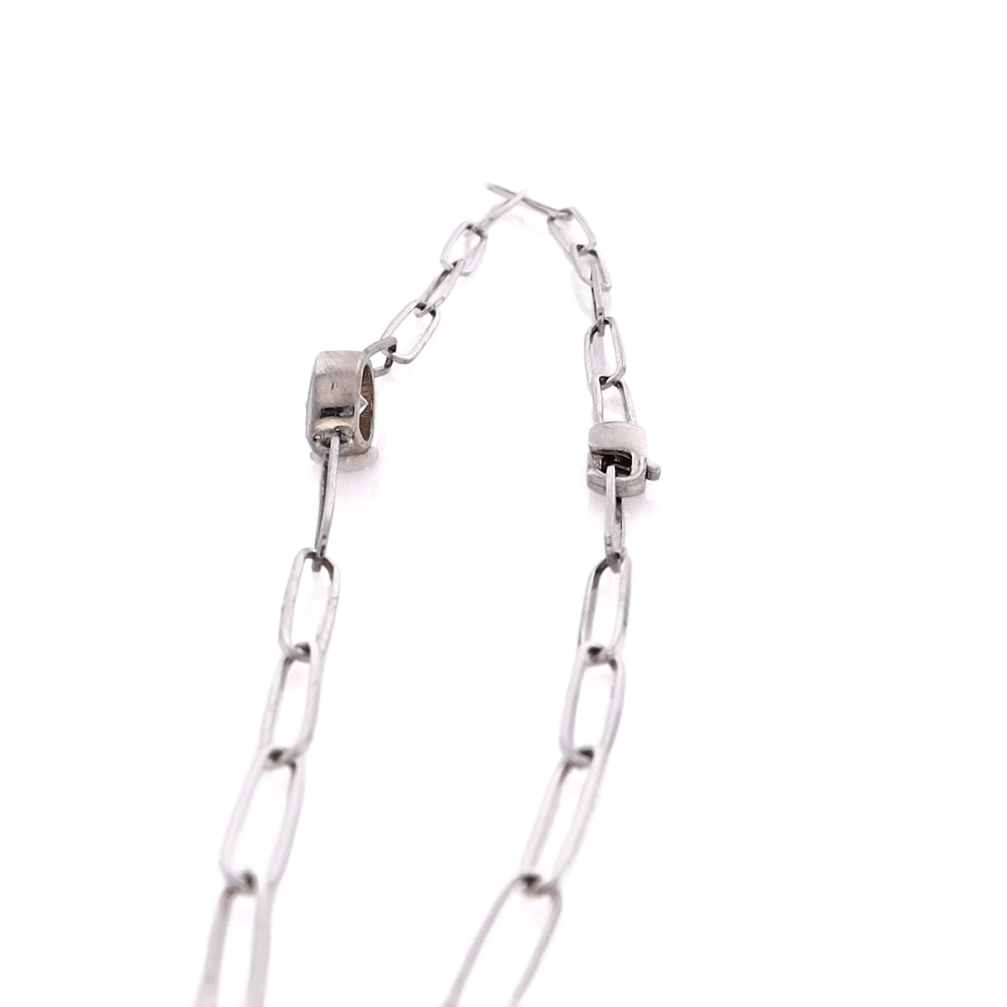 14 Karat White Gold Oblong Link Bracelet with Pear - Shaped G - Color I1 Clarity 0.63ct Diamonds