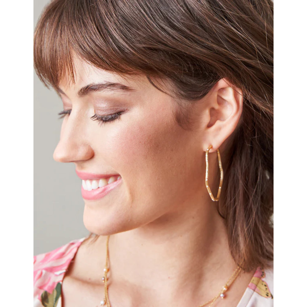 Fashionable White Opal Sand Bar Wave Design Hoop Earrings for Women