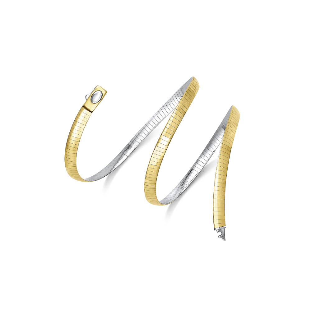 18-Inch 14k Gold Two-Tone Reversible Omega Style Necklace