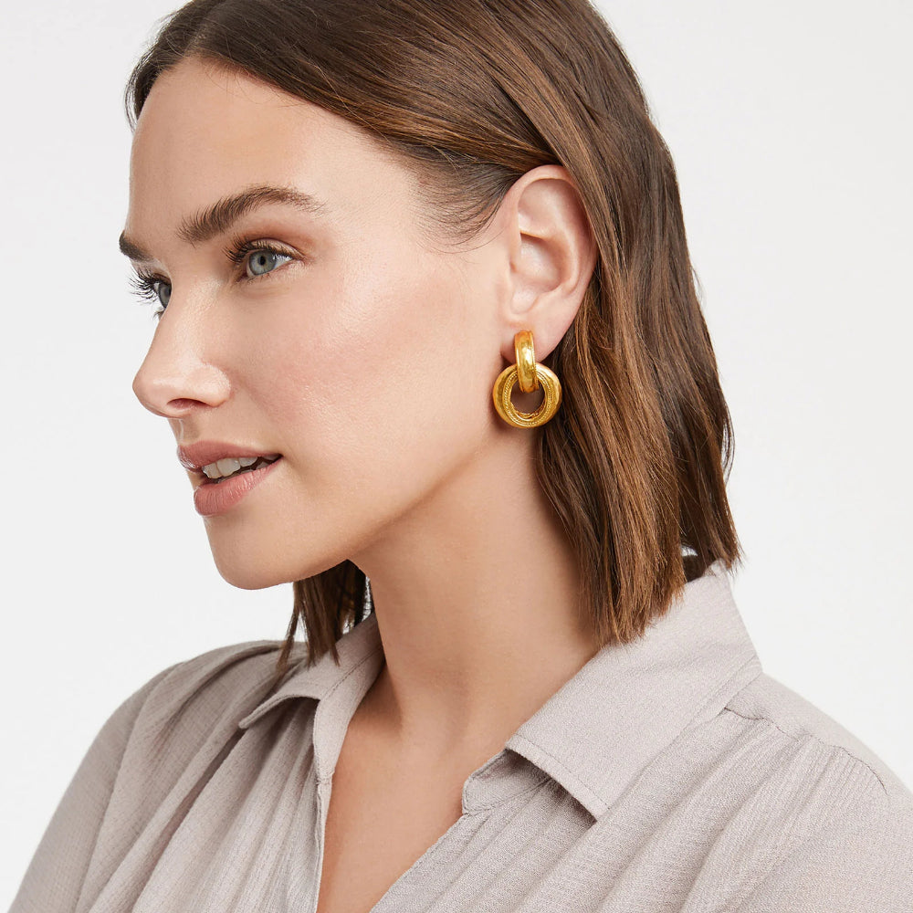Julie Vos Luxury Cannes-Style Doorknocker Clip-On Earrings for Women