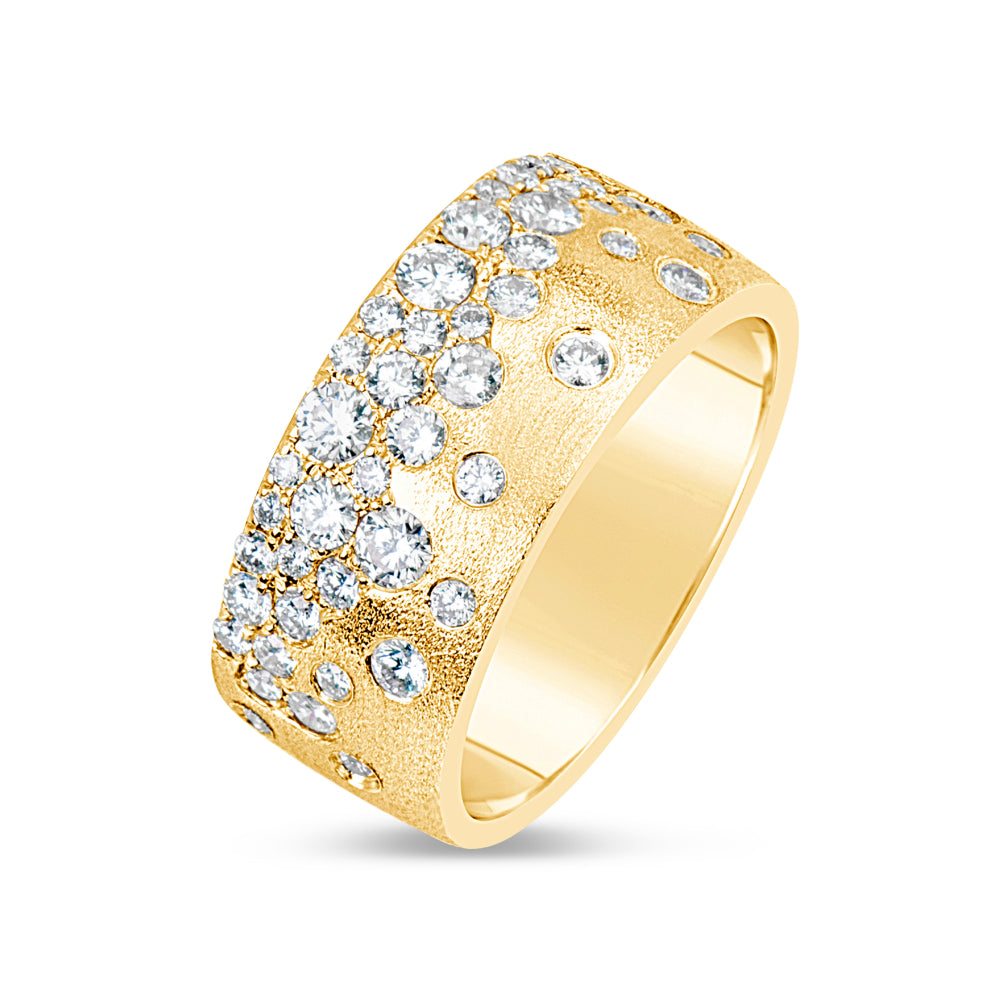 Luxury 14k Yellow Gold Diamond-Embedded Cigar Band for Elegant Smoking