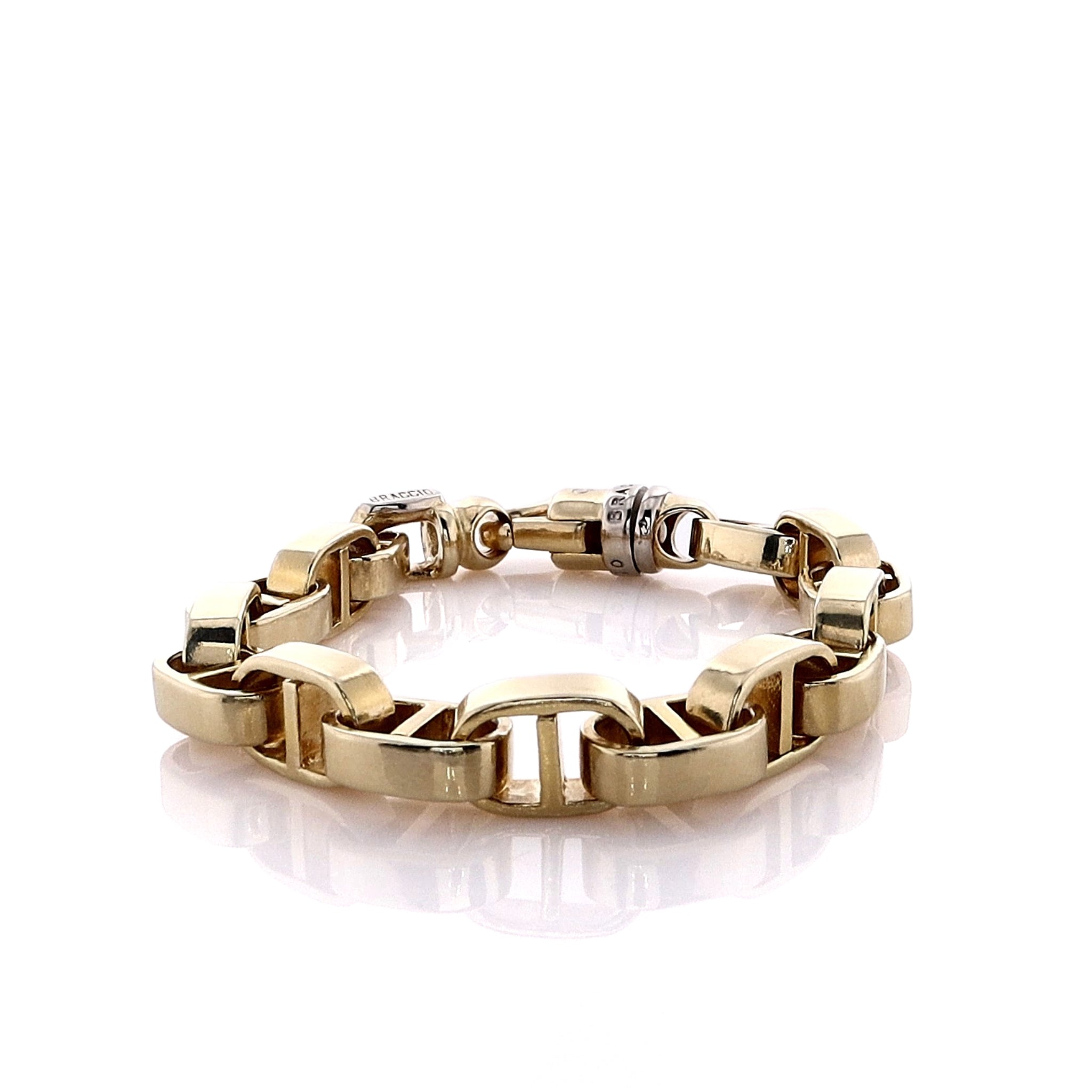 14k Yellow Gold Solid Squared Anchor Link Bracelet by Braccio