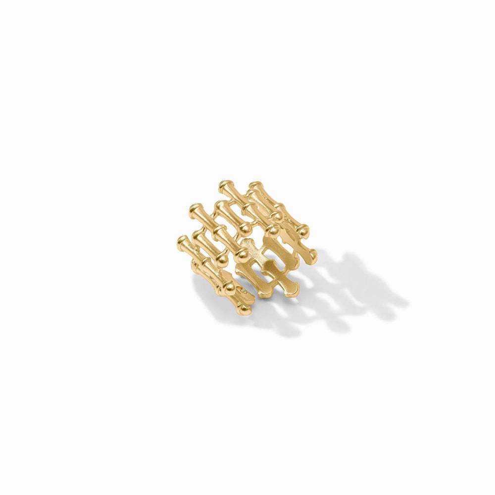 Julie Vos Adjustable 24K Gold Plated Bamboo-Themed Fashion Ring
