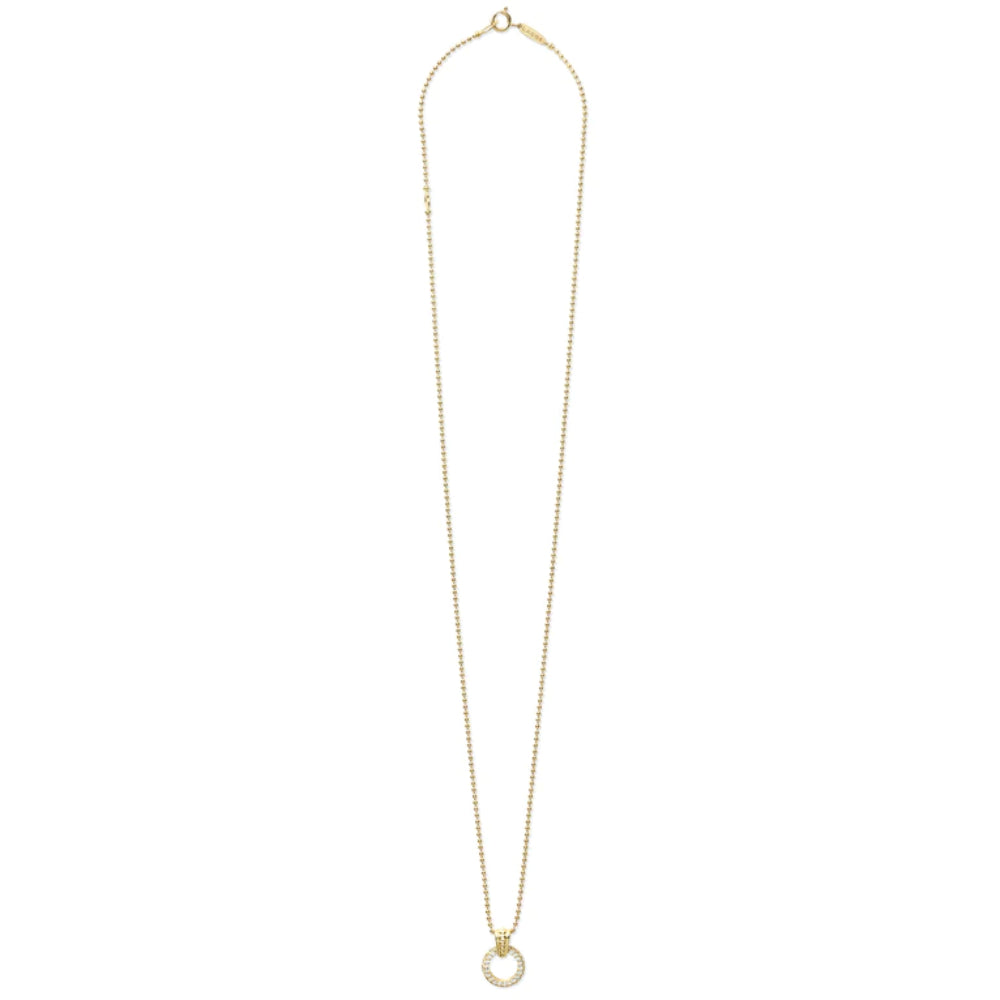 Exquisite 18k Gold Diamond Circle Pendant Necklace by Lagos