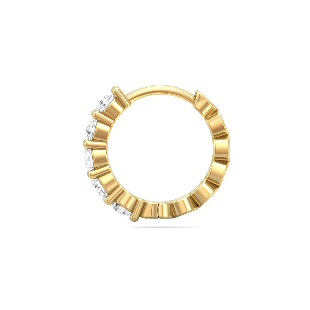 14k Gold Martin Flyer Diamond Hoop Earrings with 10 Round Diamonds
