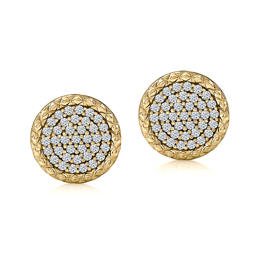 A. Jaffe 14k Gold Diamond Stud Earrings with Quilted Design