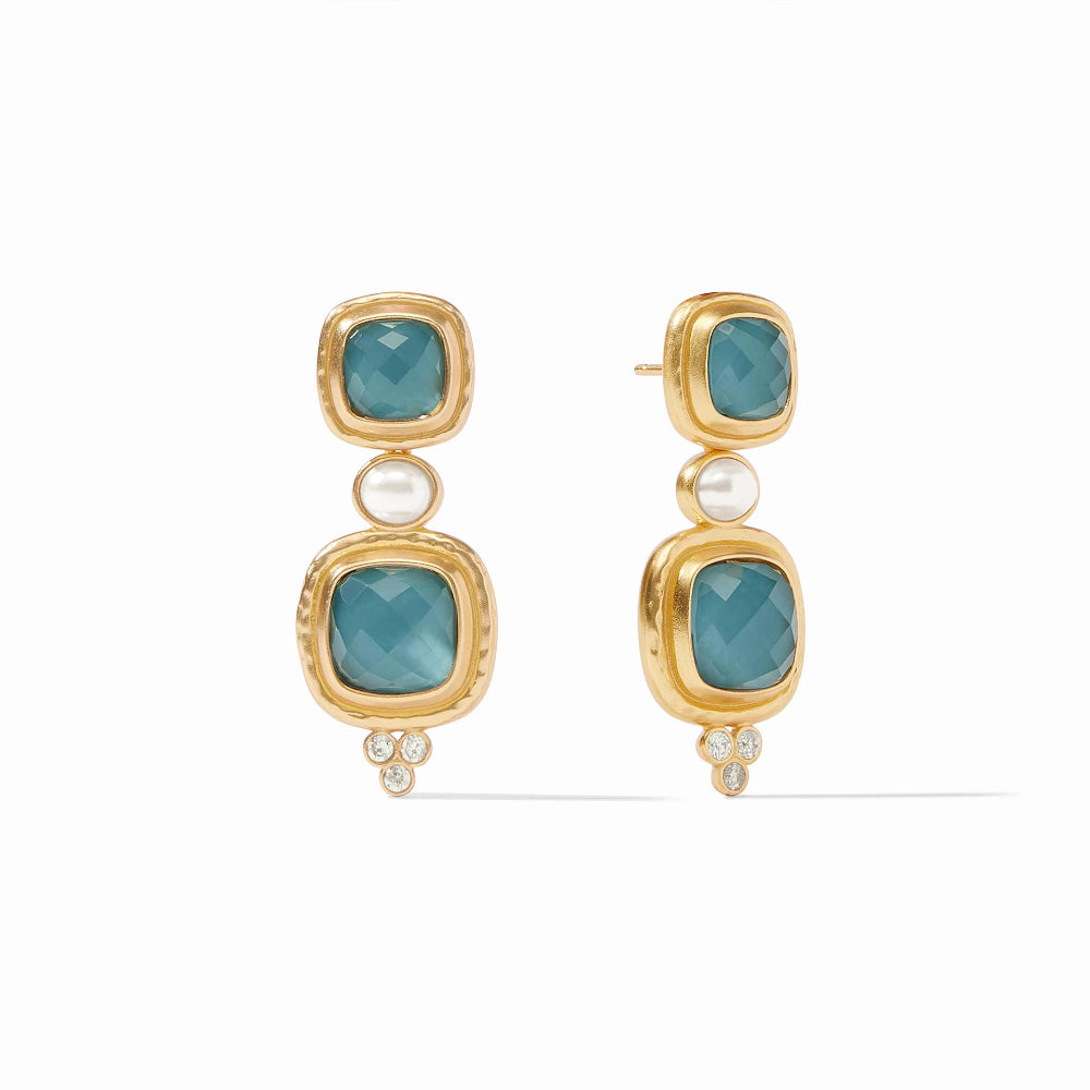 Julie Vos Tudor Shimmering Gemstone and Pearl Statement Earrings