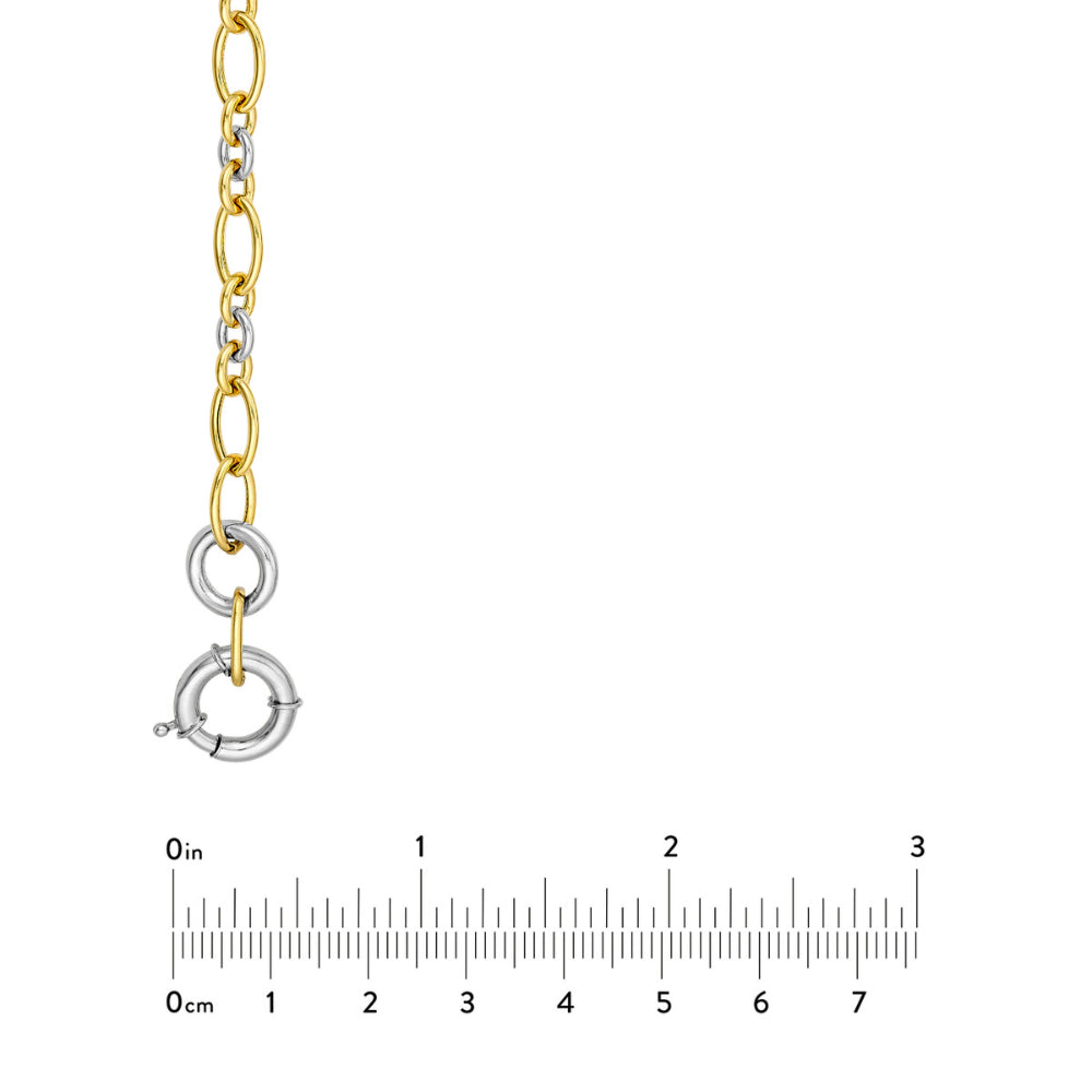 14k Gold Two-Tone Alternate Oval Link Fashion Necklace for Women and Men