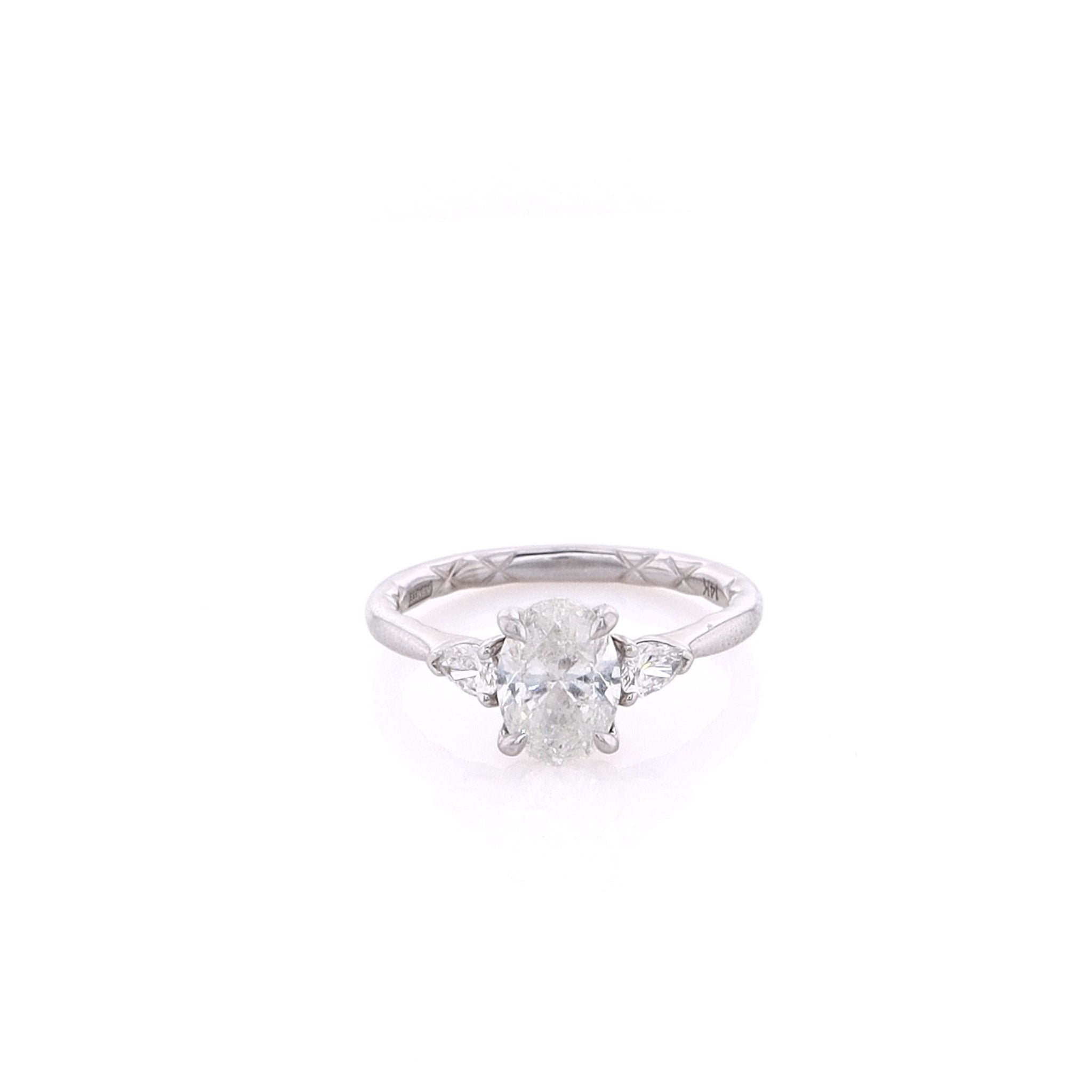 14 Karat White Gold Oval Diamond Engagement Ring by A. Jaffee