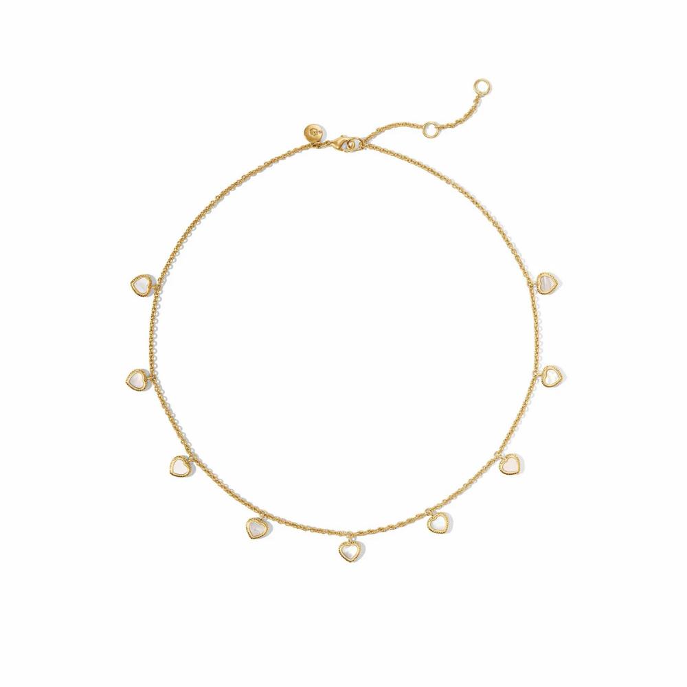 Julie Vos Delicate Mother of Pearl Heart Charm Necklace for Women - Elegant Jewelry Piece