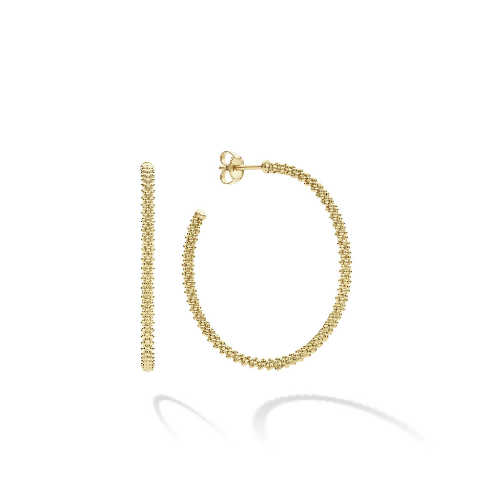 18k Gold Small Caviar Beaded Hoop Earrings from Lagos