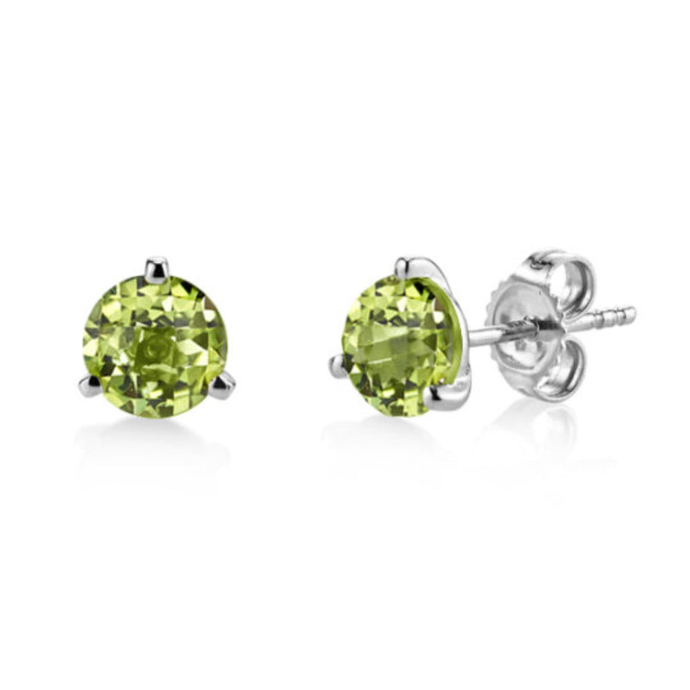 14k White Gold Peridot Stud Earrings in Martini Style