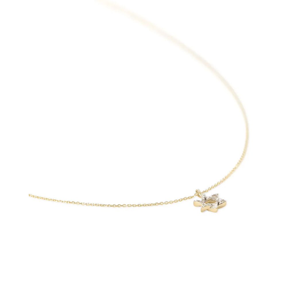 Kendra Scott 14k Gold Star of David Pendant Necklace Adorned with White Diamonds, Ideal for Daily Wear
