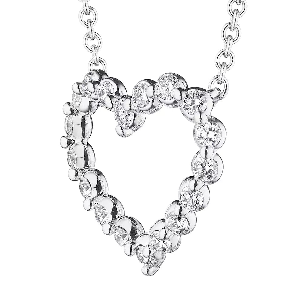 Exquisite 18k Gold Open Heart Pendant with Sparkling 0.15-Carat Diamonds by Verragio