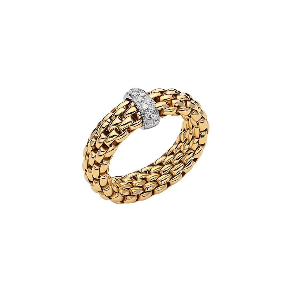 Fope 18k Gold Two - Tone Woven Band Ring from Vendome Collection