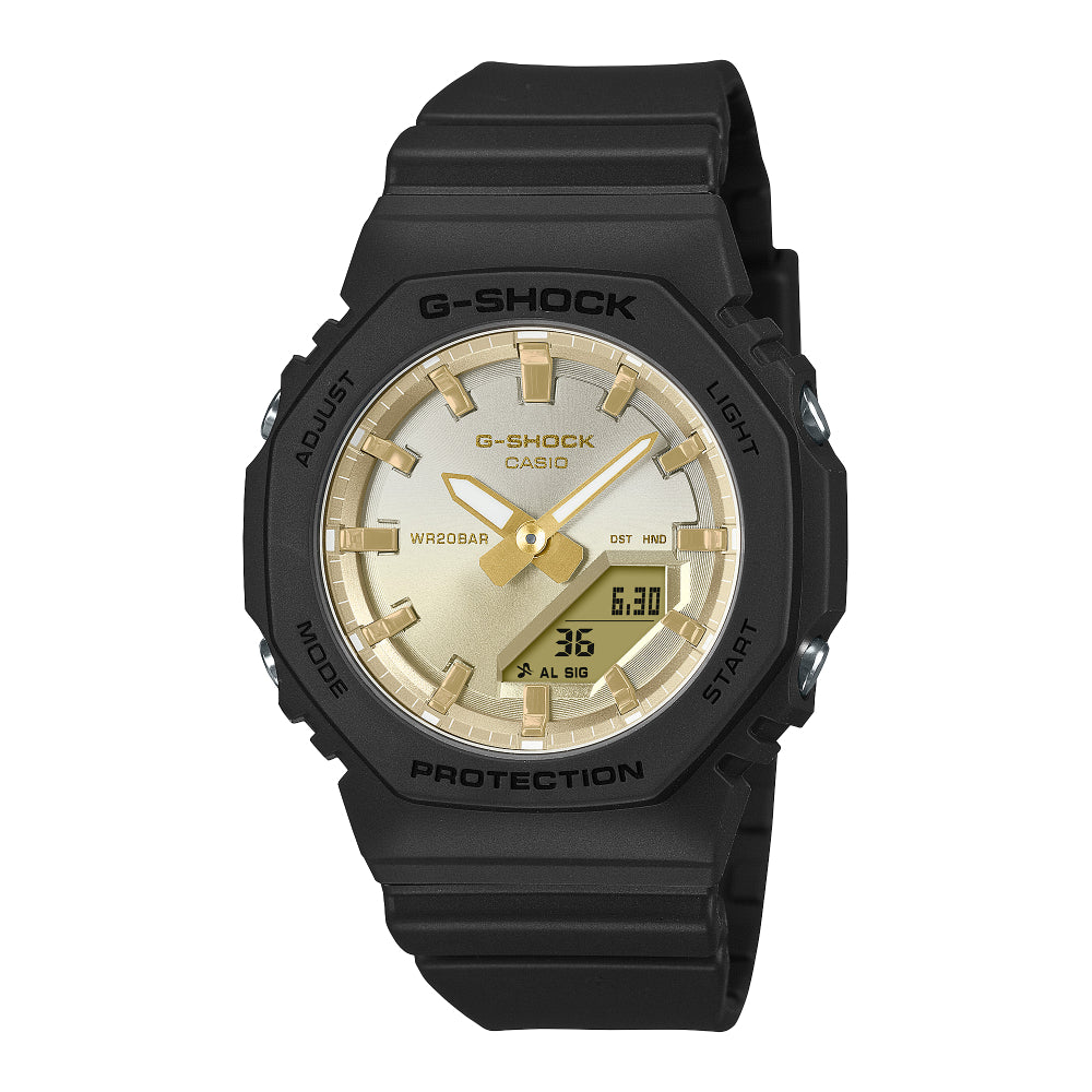 G-Shock Ladies' Analog - Digital Resin Watch with Gold - Hued Dial Inspired by Darkening Sunset