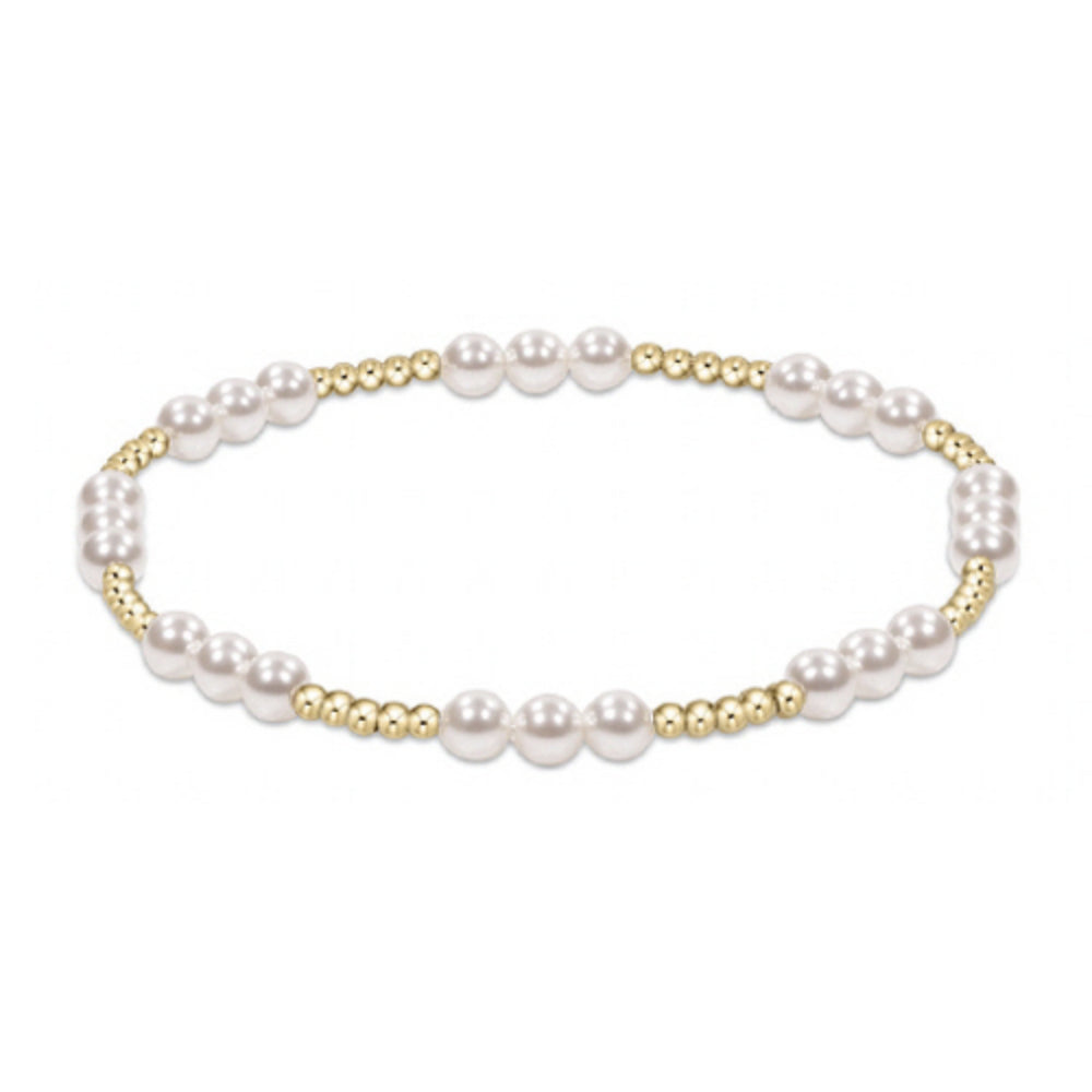 enewton 7.25-inch Extended Joy Pattern 4mm Pearl Bead Bracelet - A Stylish Jewelry Piece