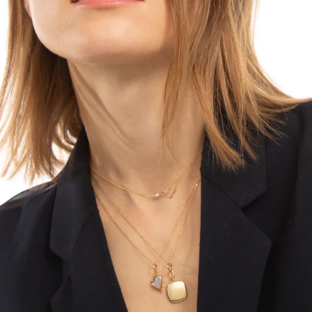 18k Gold Petite Mother of Pearl Heart-shaped Necklace for Adoration and Friendship