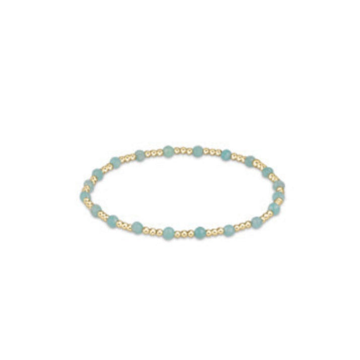 enewton 6.25-inch Gemstone Gold Sincerity Pattern 3mm Beaded Bracelet Crafted with Amazonite