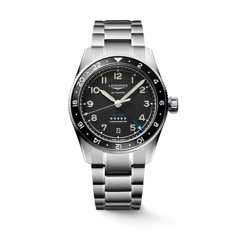 Longines 39mm Automatic Spirit Zulu Time Watch with Precision Timekeeping