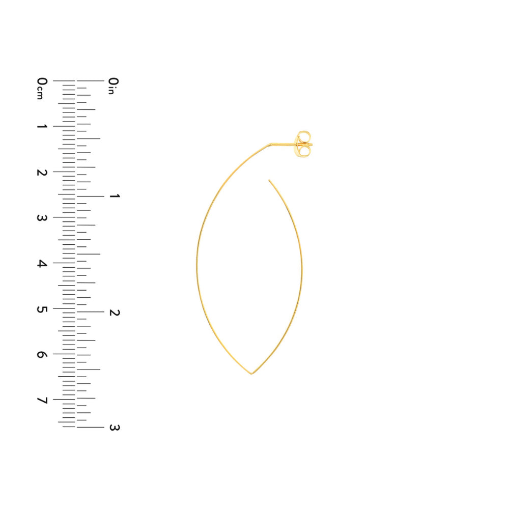 Stylish 14K Gold Marquise-Shaped Hoop Earrings for a Sophisticated Look