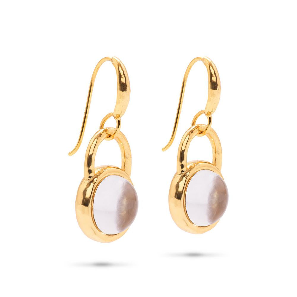 Blandine Capucine of Wullf Clear Quartz Circle Drop Earrings