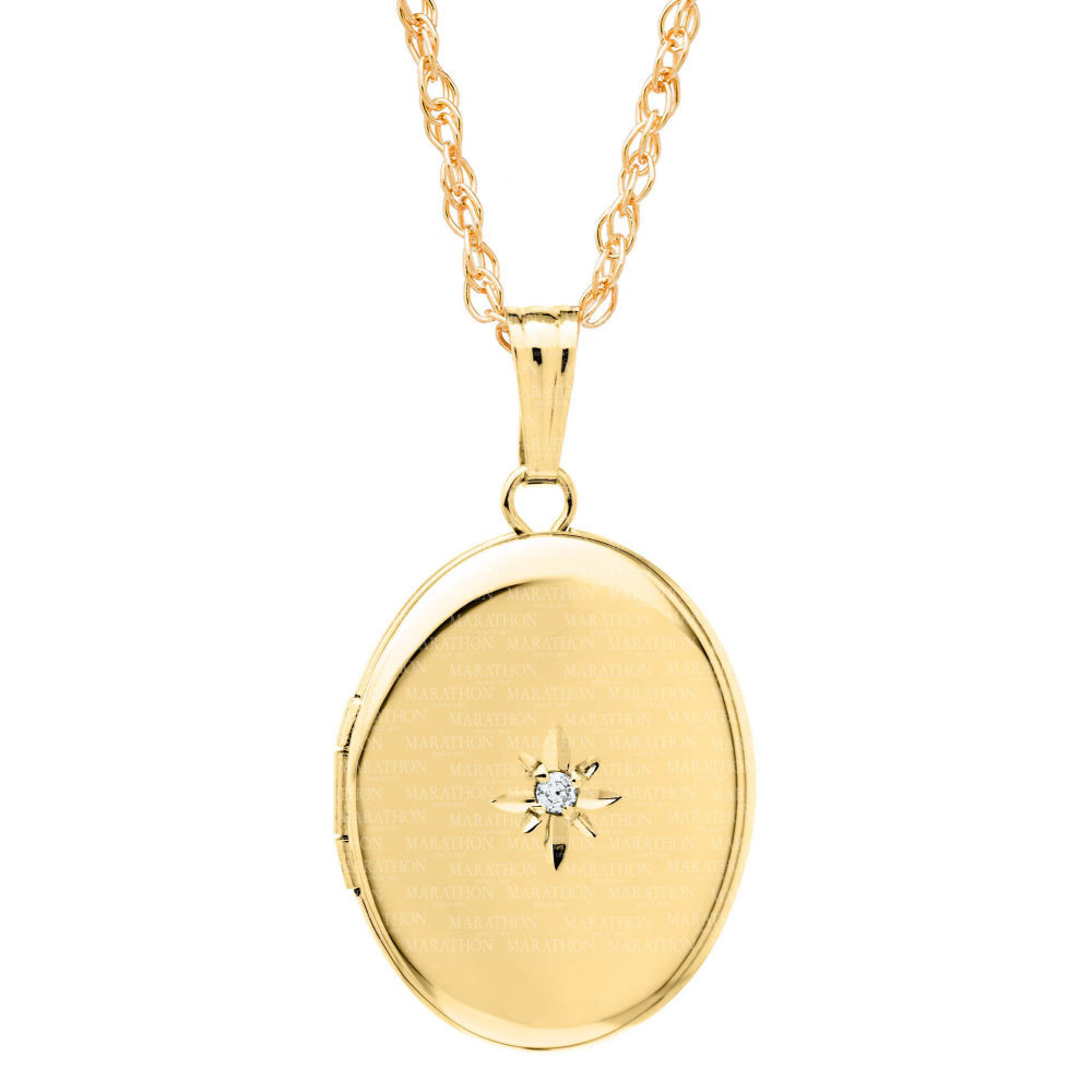 Exquisite 14k Gold Oval Diamond Locket for Jewelry Lovers