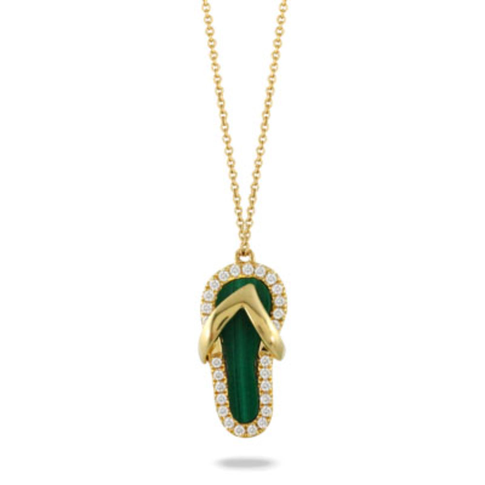 18k Gold Diamond Malachite Flip Flop Style Pendant for Jewelry Lovers