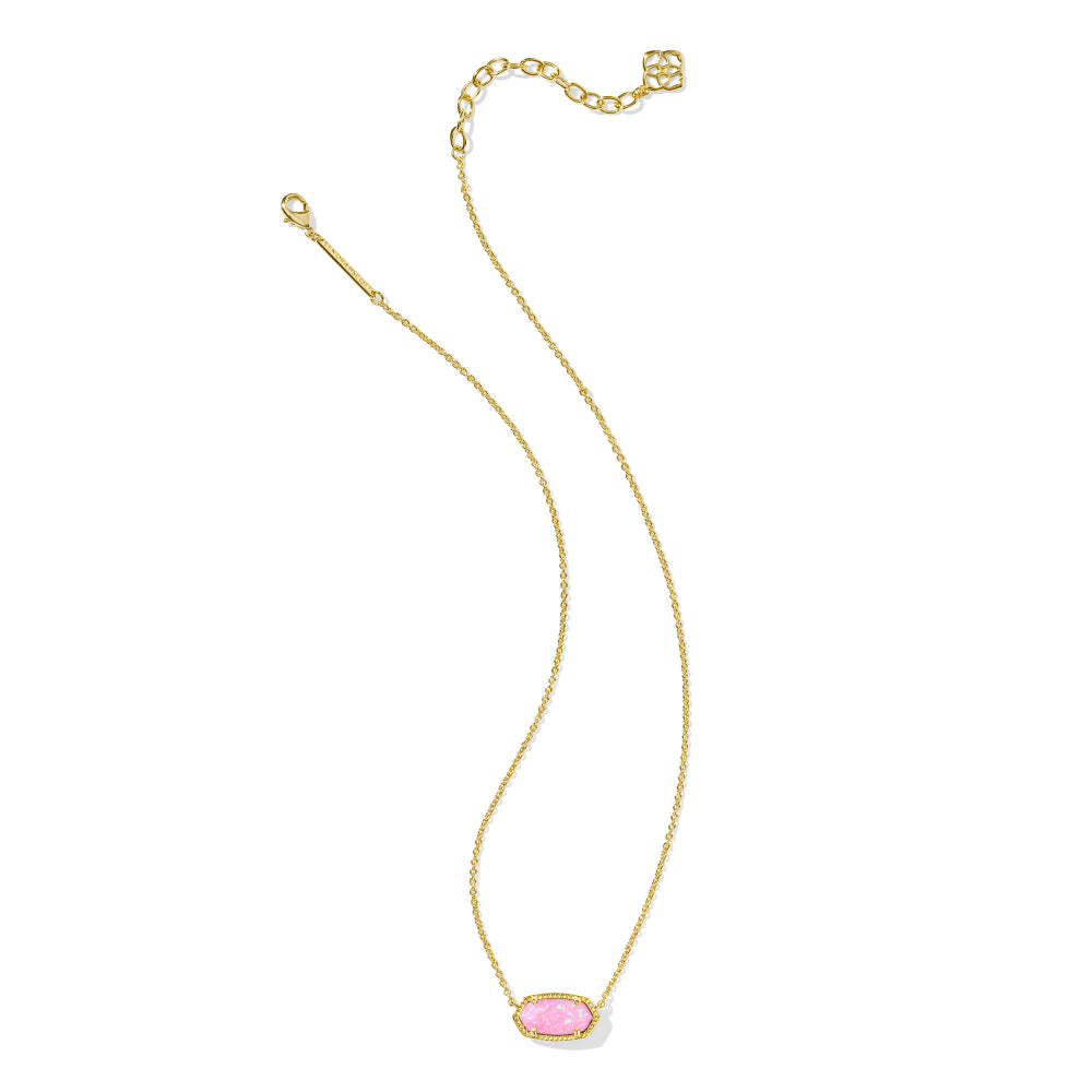 Kendra Scott's Elegant Elisa Short Gold Pendant Necklace Featuring Carnation Kyocera Opal Stone for Women's Jewelry