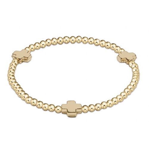Enewton 7.25-Inch 3mm Gold-Filled Signature Cross Gold Pattern Bead Bracelet