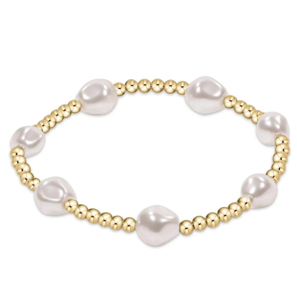 Enchanting 6.25-Inch 14kt Gold-Filled and Pearl 3mm Bead Admire Gold Bracelet for Stylish Stacking