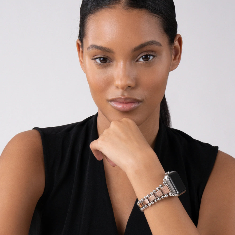 Lagos Stylish 18K Rose Gold & Stainless Steel Apple Watch Bracelet (42 - 45mm)