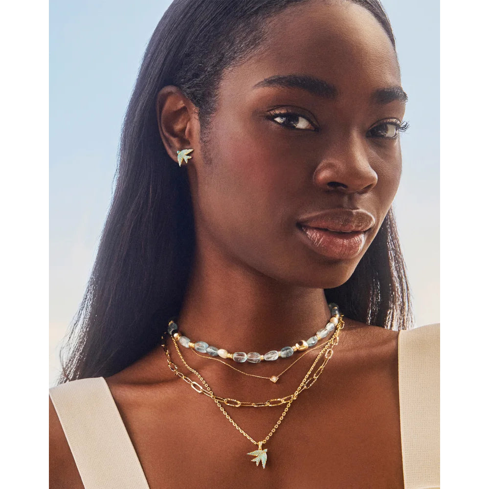 Kendra Scott Stylish Melody Bird Multi-Strand Fashion Necklace with Teal Crystal