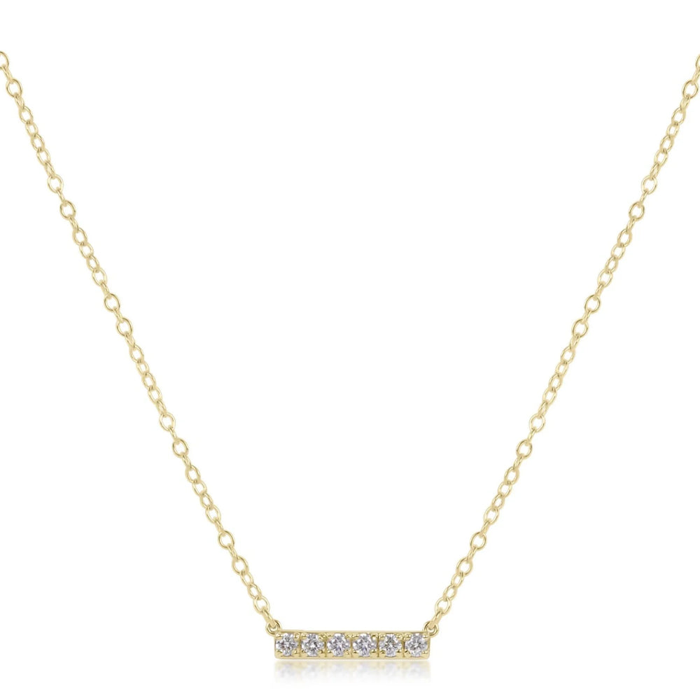 Ennewton Couture Exquisite 14kt Gold and Diamond Significance Bar Necklace Featuring Six Sparkling Diamonds