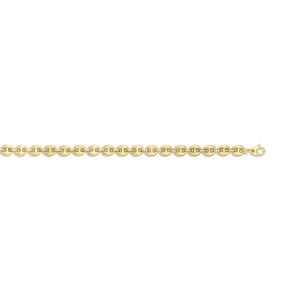 Exquisite 14k Gold Puffed Mariner Chain, Ideal for 18-Inch Wear