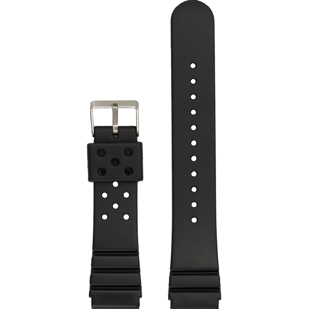 22mm Men's Polyvinyl Chloride (PVC) Rubber Black Watch Band for Wristwatches
