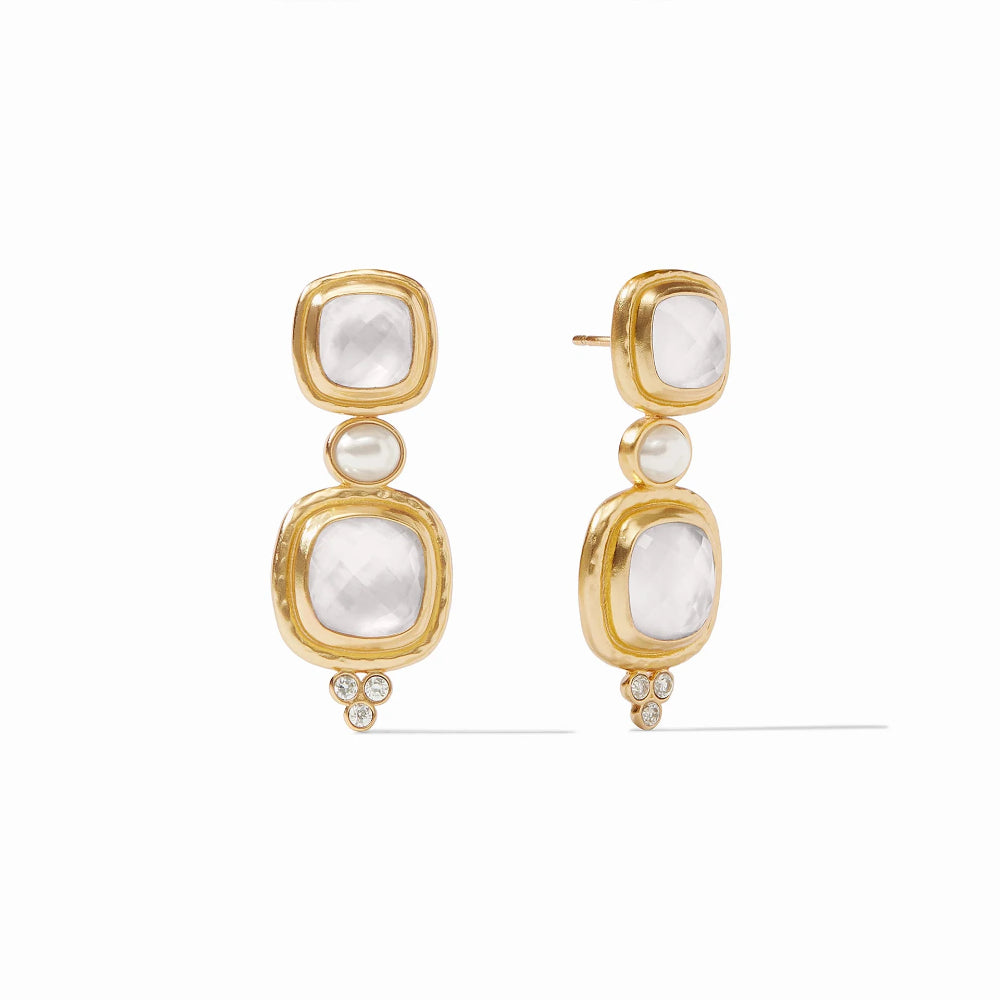 Julie Vos Tudor Shimmering Gemstone and Pearl Statement Earrings