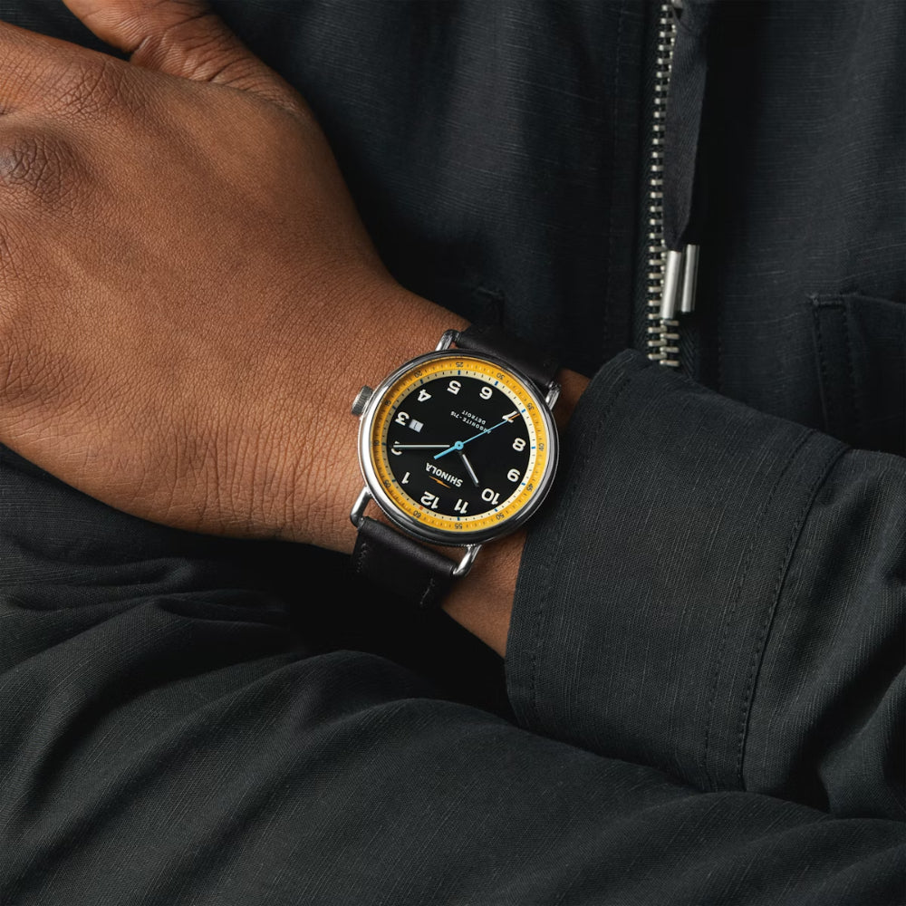 Shinola Men's Canfield Model C56 43mm Wristwatch with Black and Bright Yellow Dial