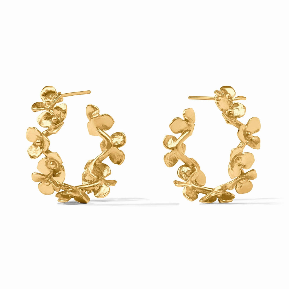 Julie Vos Golden Flower Bloom Hoop Earrings