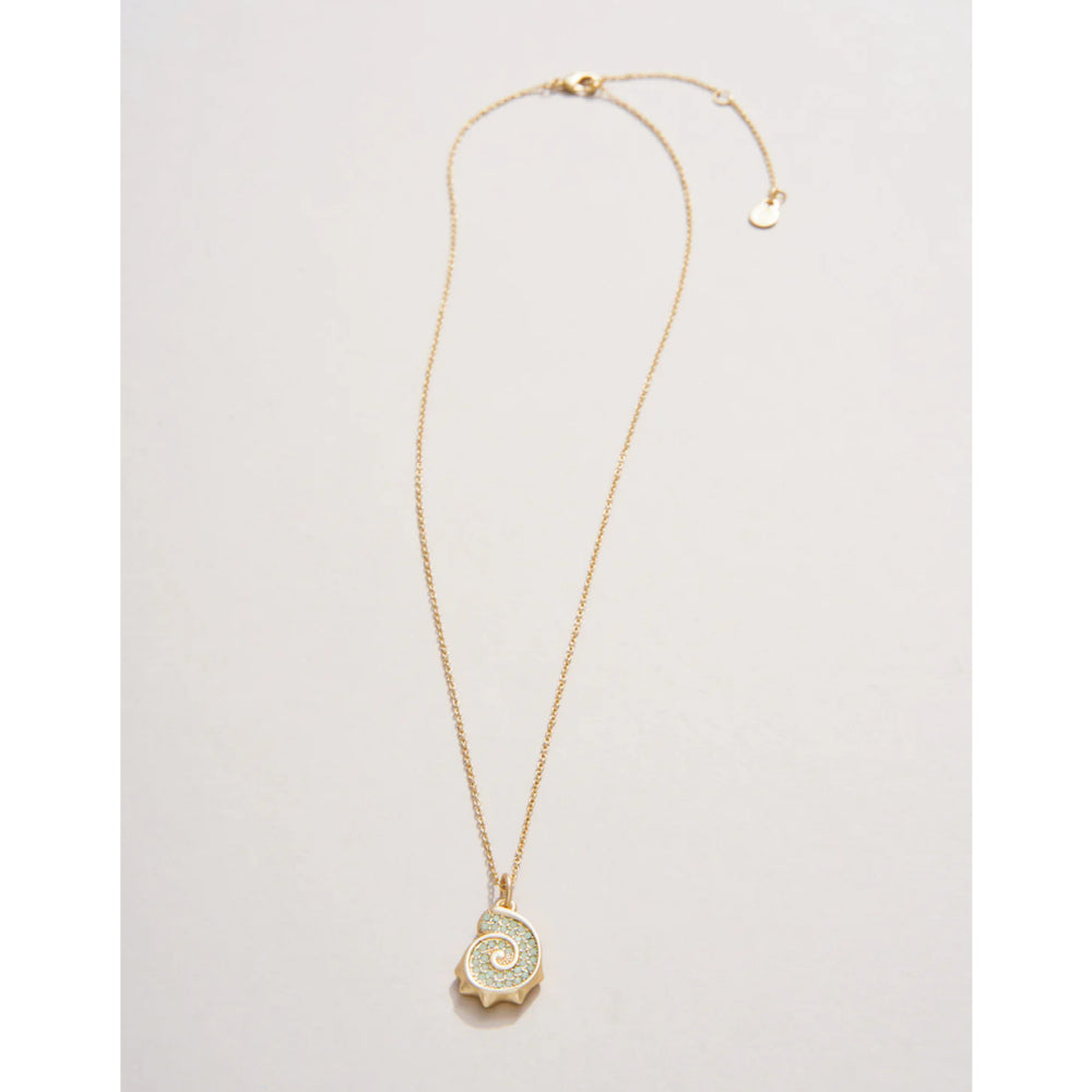 Spartina 17 Sea Foam Encrusted Seashell Charm Nautilus Style Pendant Necklace