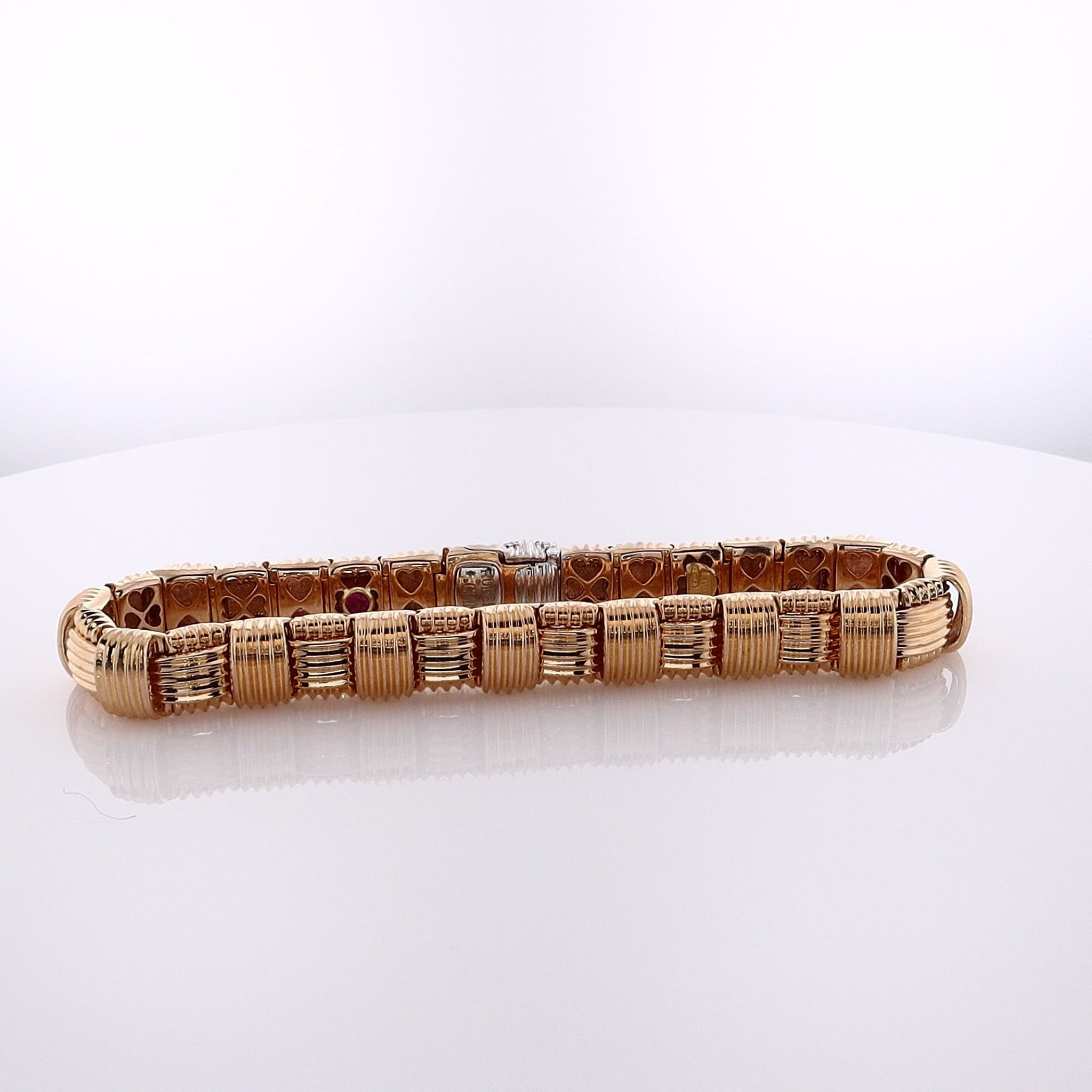 Estate Roberto Coin 18 Karat Two-Tone Appassionata Bracelet with Diamonds and Rubies