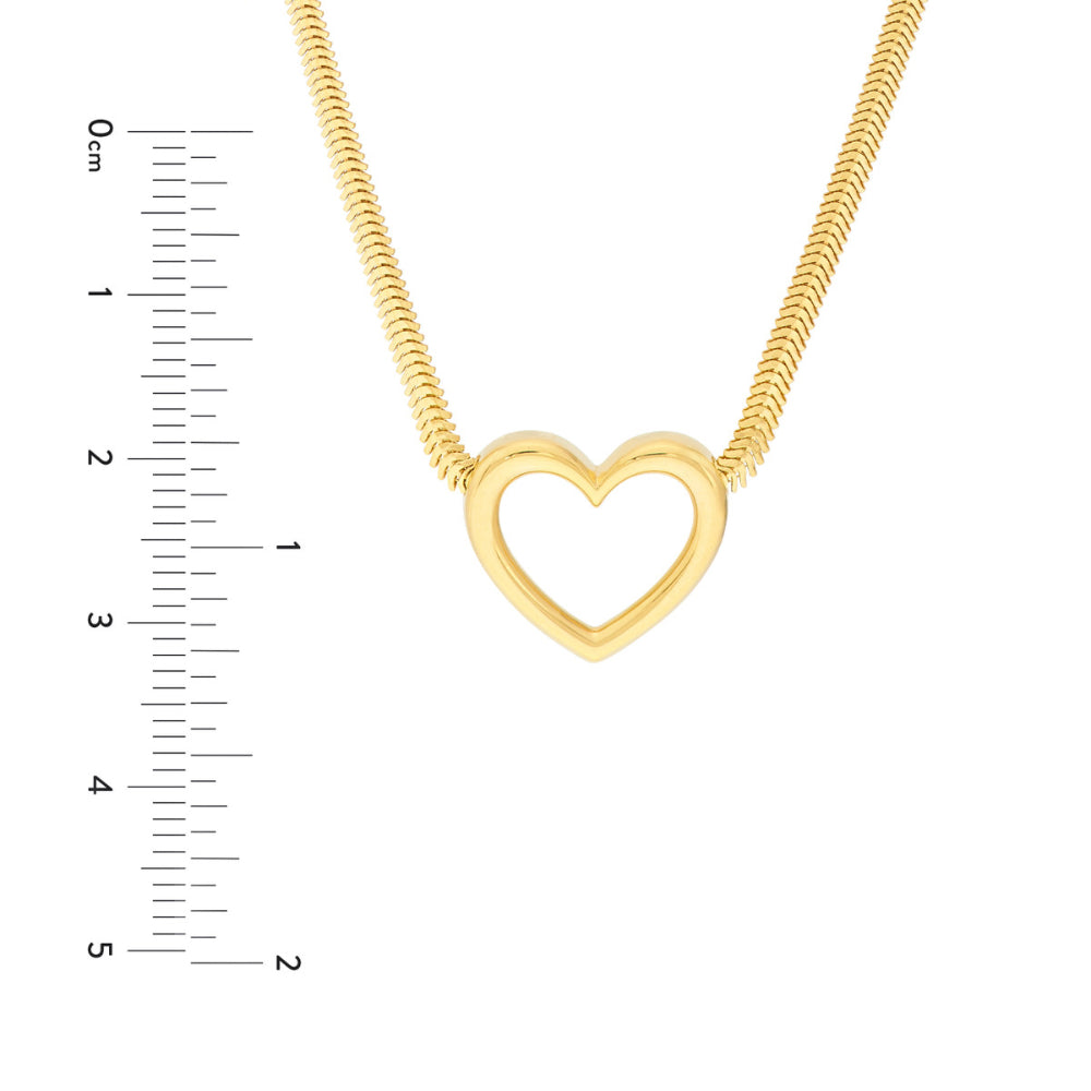 14k Yellow Gold Hollow Open Concept Heart-Shaped Pendant Necklace with Lobster Lock