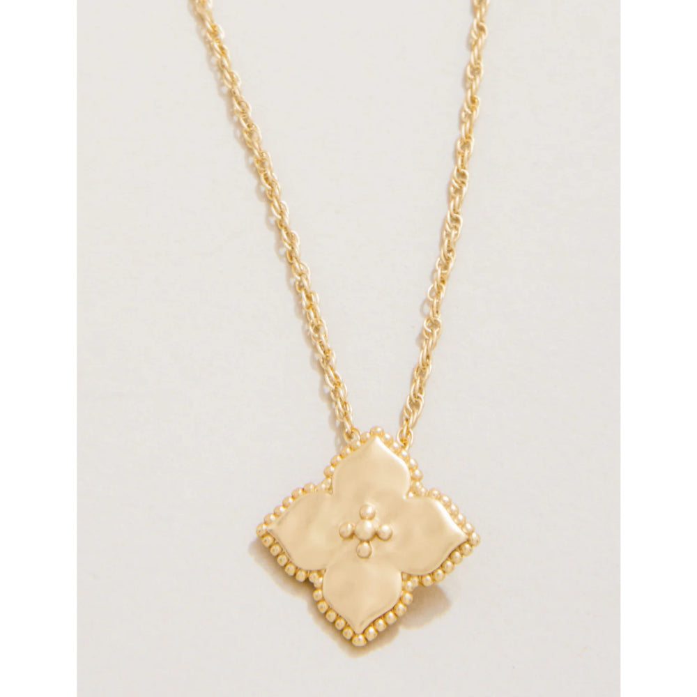 18kt Matte Gold Plated Spartina Richmond Hill Petite 4 - Petal Flower Necklace