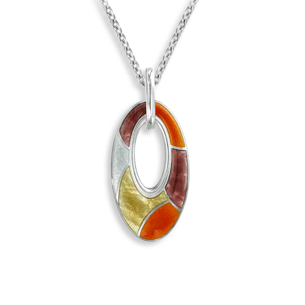 Stylish Nicole Barr Orange Oval Cut-Out Reversible Necklace with Adjustable Rolo Chain