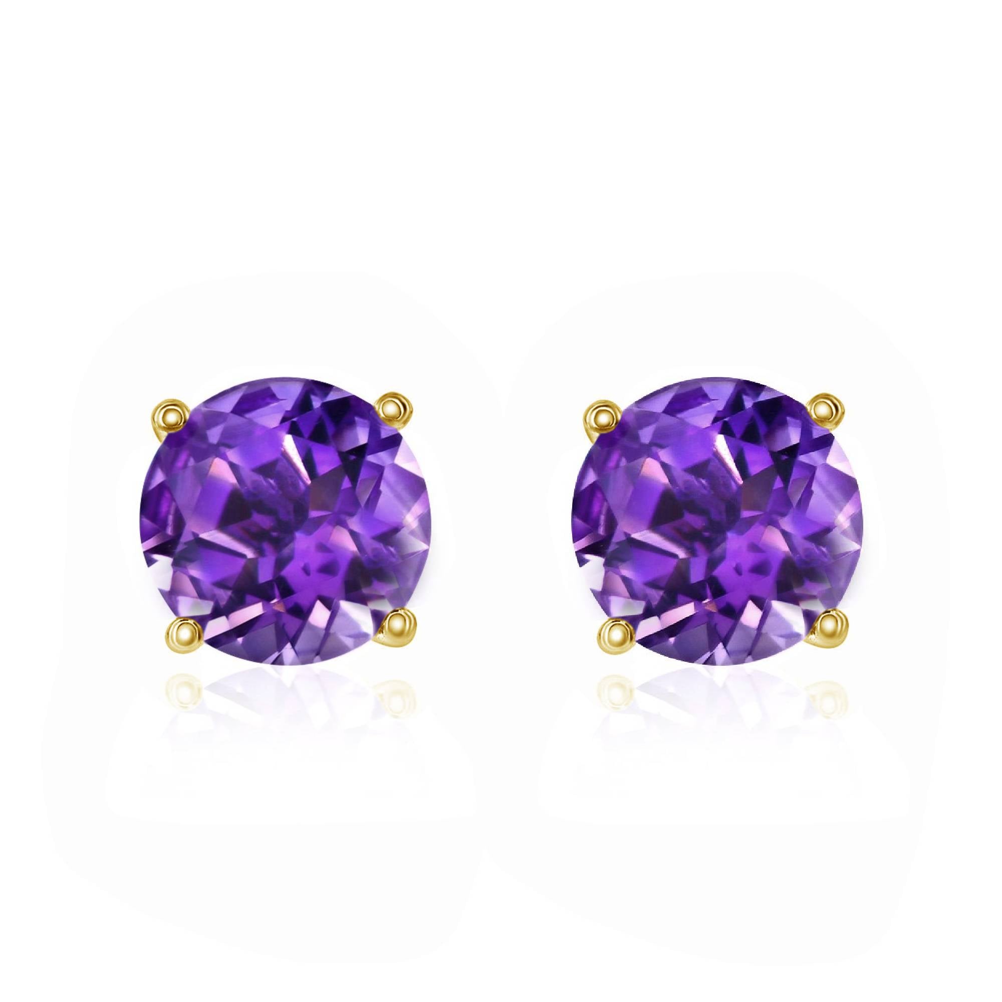 Smyth Jewelers 14-karat Gold Amethyst Stud Earrings for Fashion Jewelry Lovers
