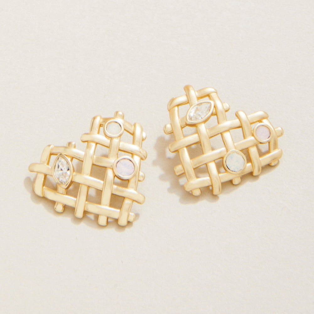 Exquisite Spartina Hand - Woven Heart - shaped Crystal Earrings for Fashion Lovers